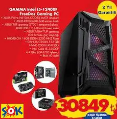 ASUS GAMMA INTEL I5-12400F FREEDOS GAMİNG PC/OYUN BİLGİSAYARI